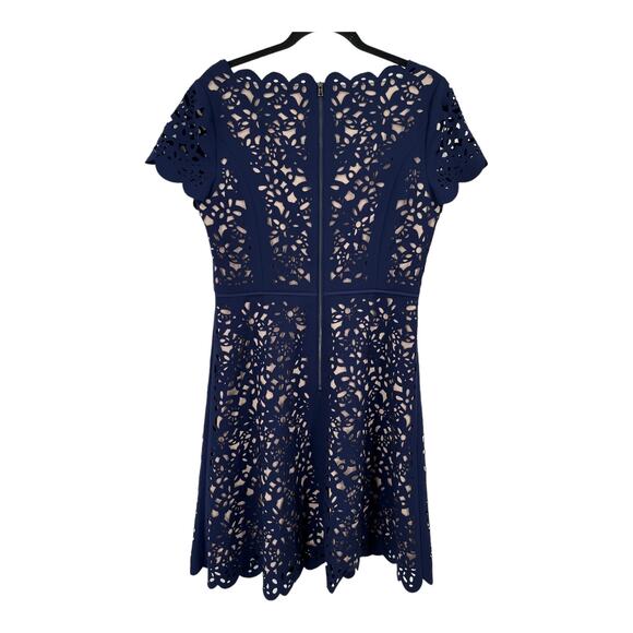 Focus By Shani Laser cut fit flare blue tan size 6 - Picture 5 of 9